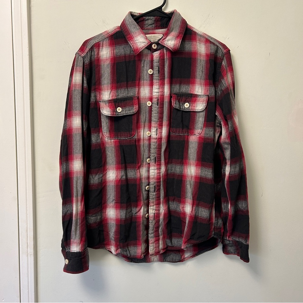Men's Red and Black Plaid Shirt